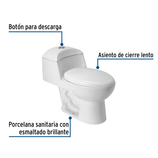 Sanitario one piece alargado de porcelana, blanco · vista 2