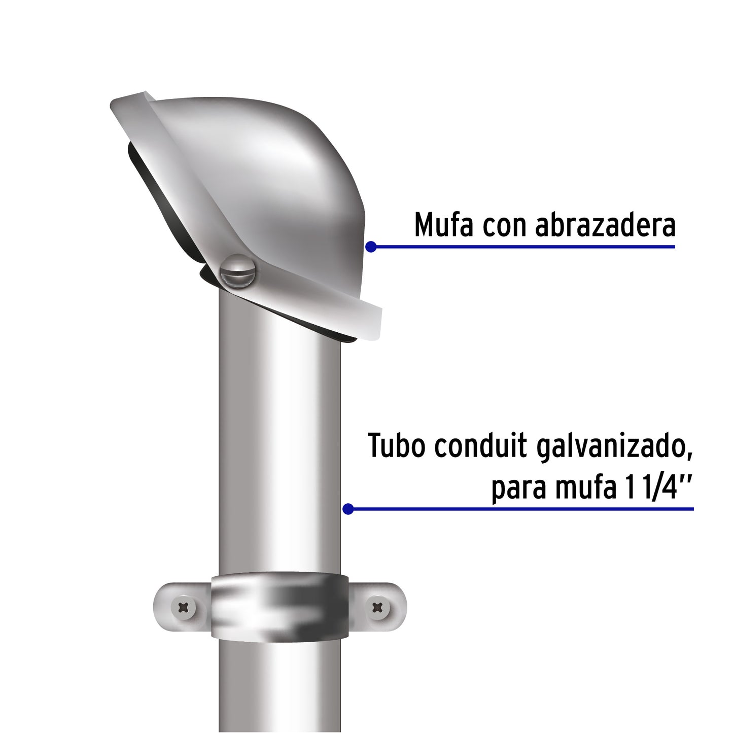 Mufa con abrazadera tubo 1-1/4 pulg