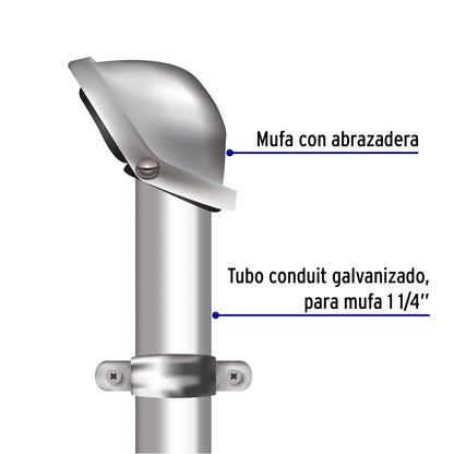 Mufa con abrazadera tubo 1-1/4 pulg