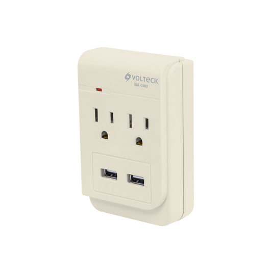 Multicontacto de 4 entradas con 2 puertos USB de 127 V y 15 A con protección de 300 J