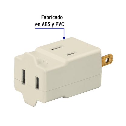 Multicontacto triple tipo cubo de 127 V y 15 A