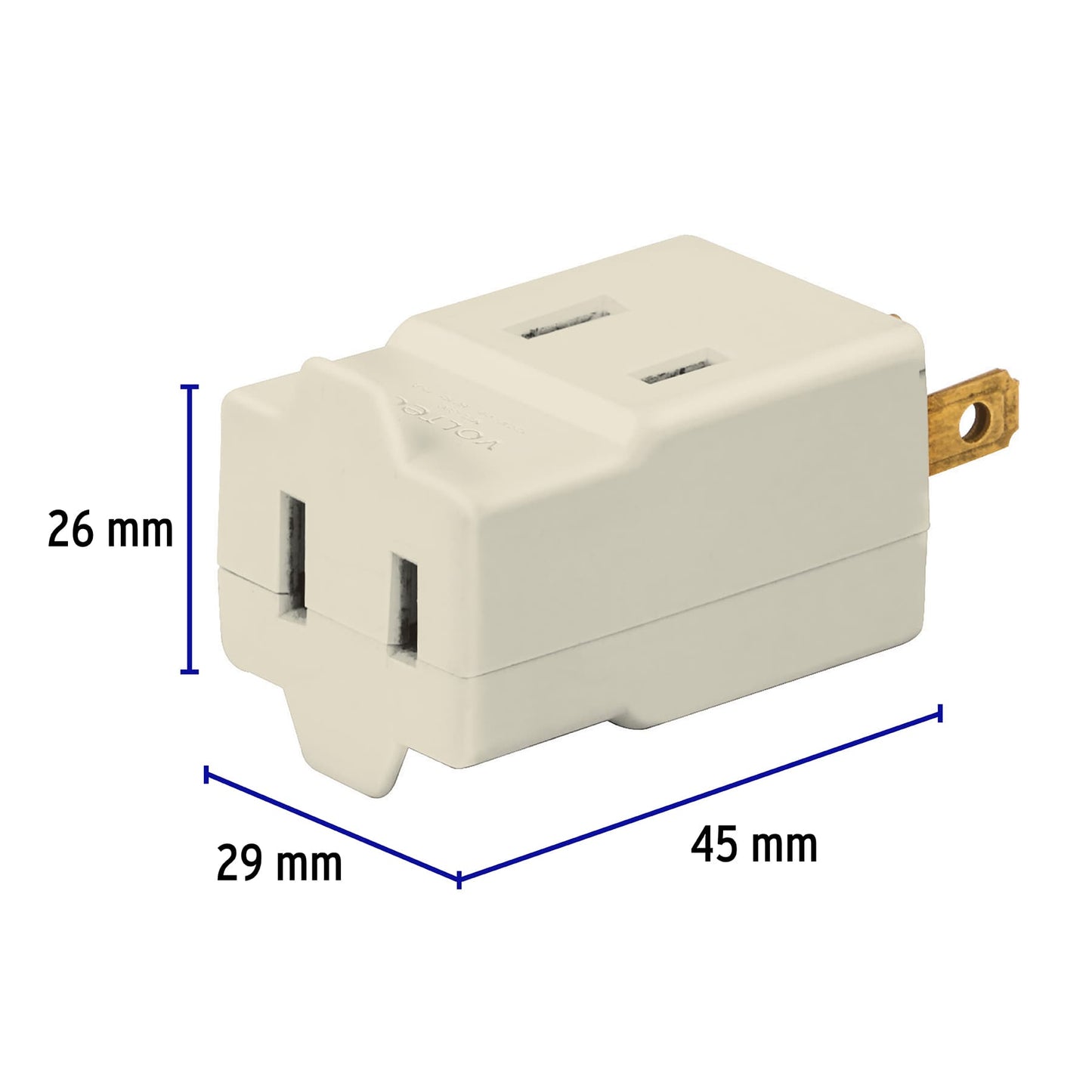 Multicontacto triple tipo cubo de 127 V y 15 A