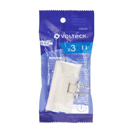 Multicontacto triple tipo bisagra de 127 V y 15 A con cuerpo abatible a 180°