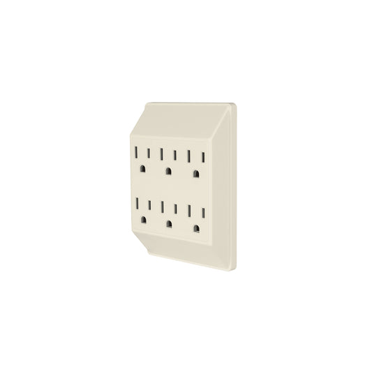 Multicontacto de 6 entradas aterrizado cuadrado