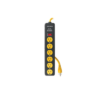 Multicontacto 14 AWG, 6 entradas sup. de picos 600 J, negro