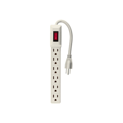 Regleta multicontacto de 6 entradas calibre 16 AWG para uso doméstico