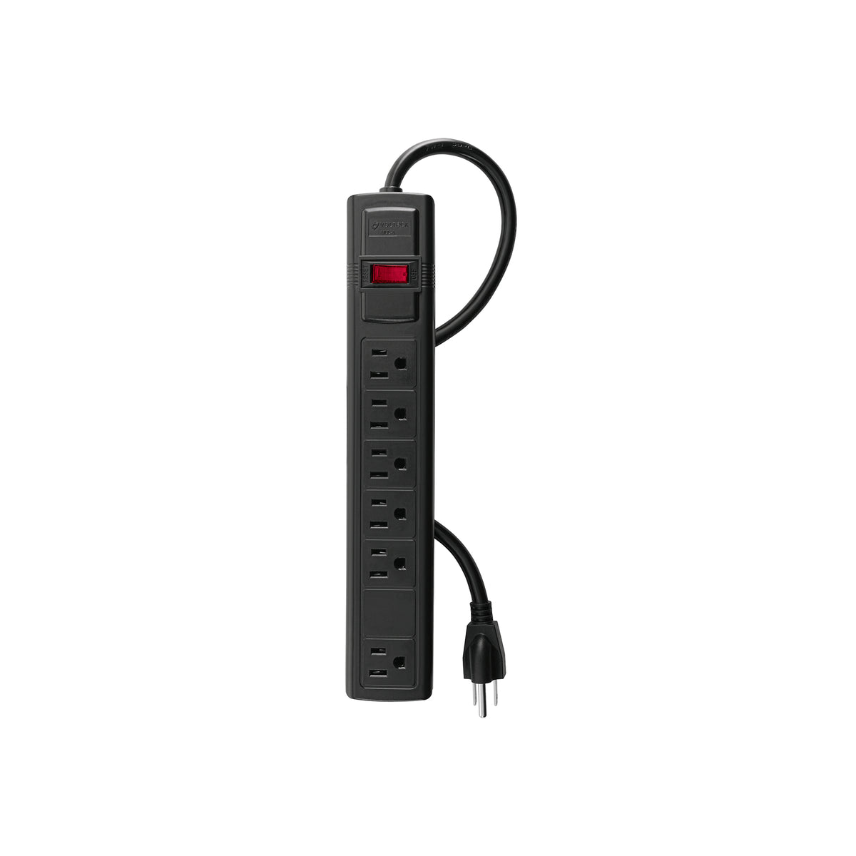 Multicontacto 16 AWG doméstico con 6 entradas, negro
