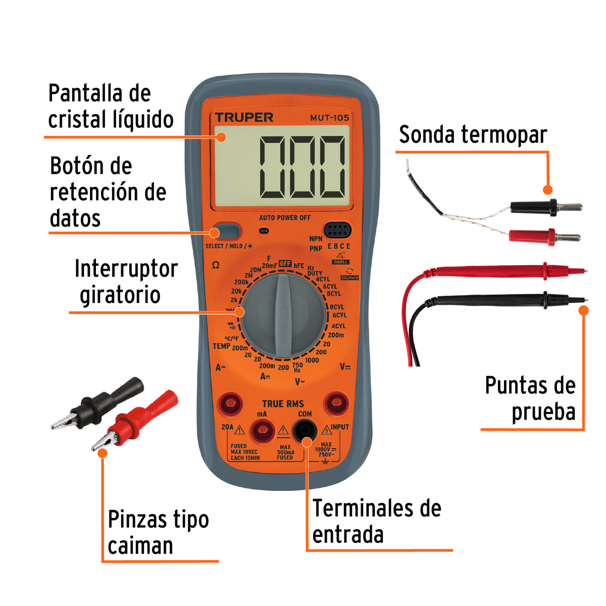 Multímetro digital automotriz con RMS verdadero