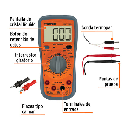 Multímetro digital automotriz con RMS verdadero