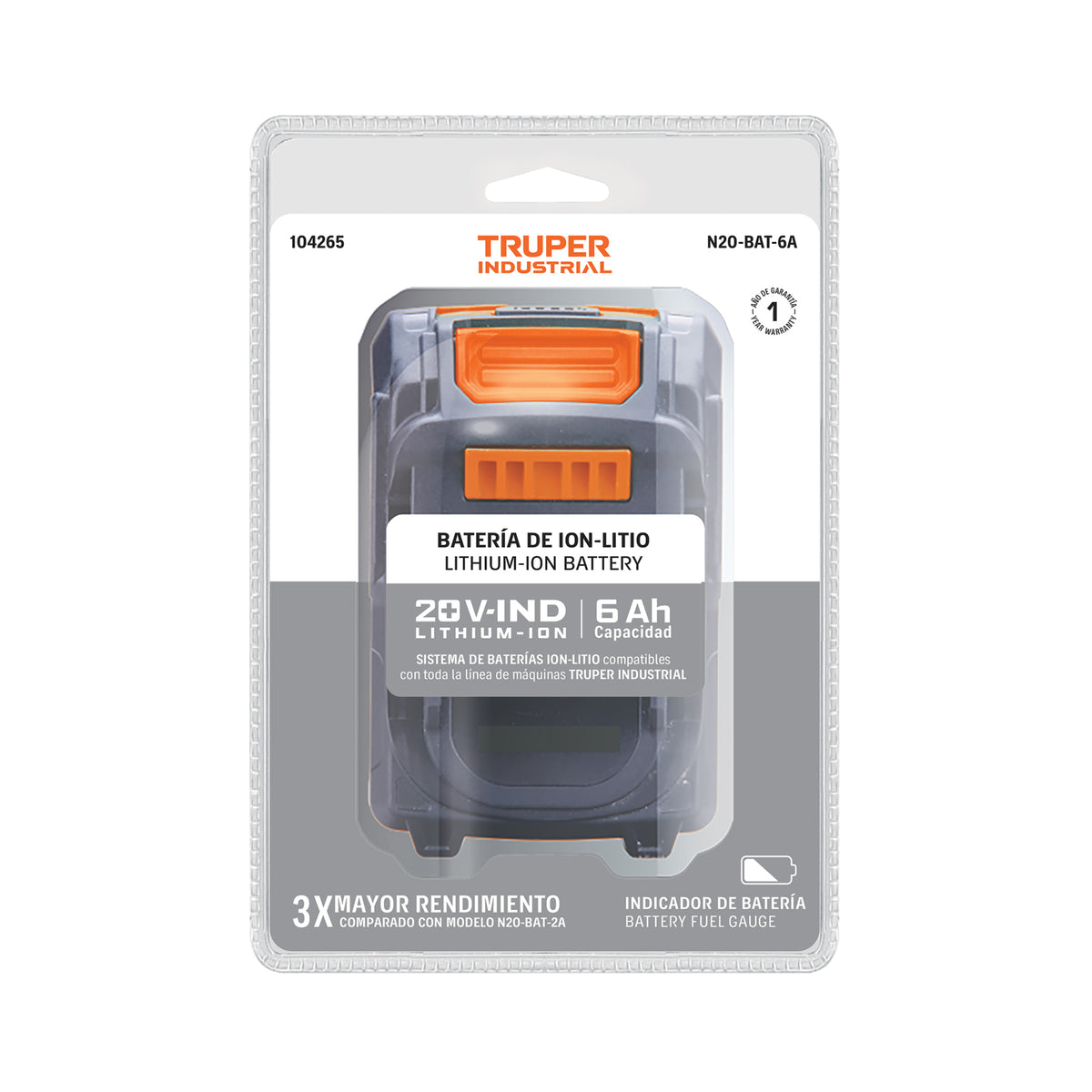 Batería ion litio, 20V, 6 Ah, TRUPER INDUSTRIAL · vista 4