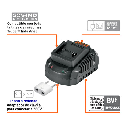Cargador de baterías de ion litio 20V, TRUPER INDUSTRIAL · vista 4