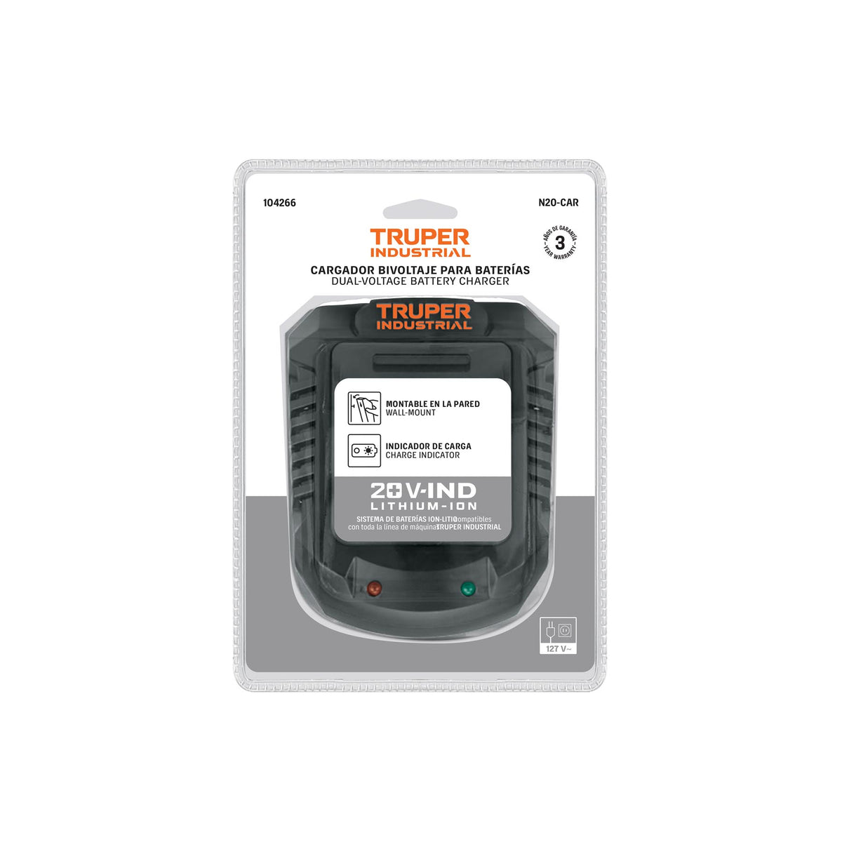 Cargador de baterías de ion litio 20V, TRUPER INDUSTRIAL · vista 3