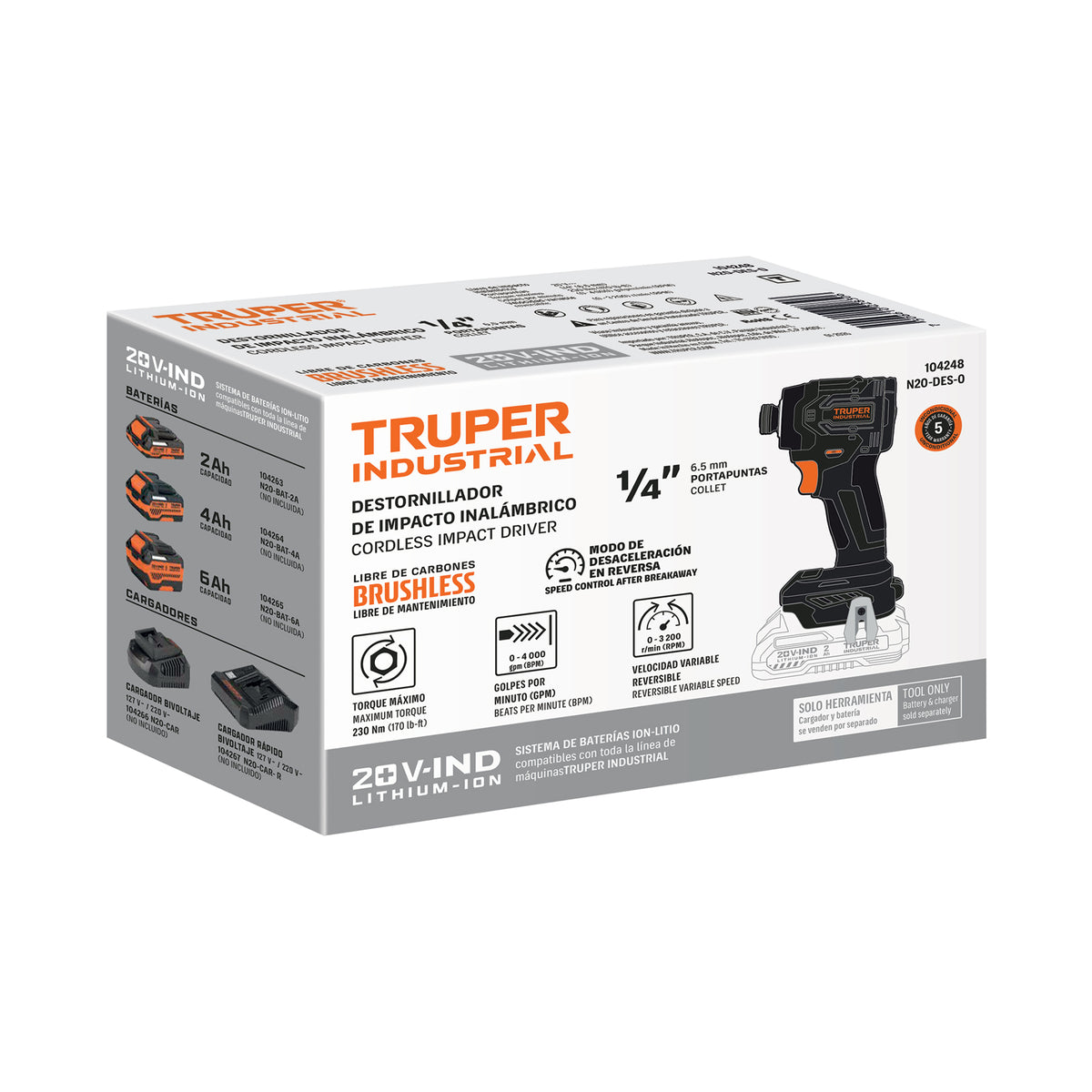 Destornillador de impacto 1/4" 20V, s/accesorios · vista 4