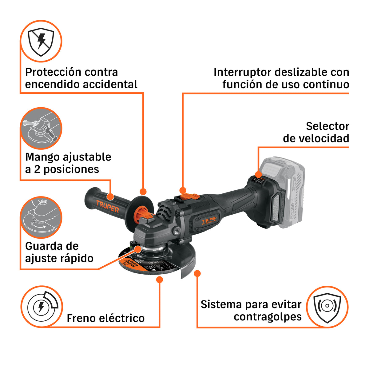 Esmeriladora 4-1/2", 20V, sin accesorios · vista 6