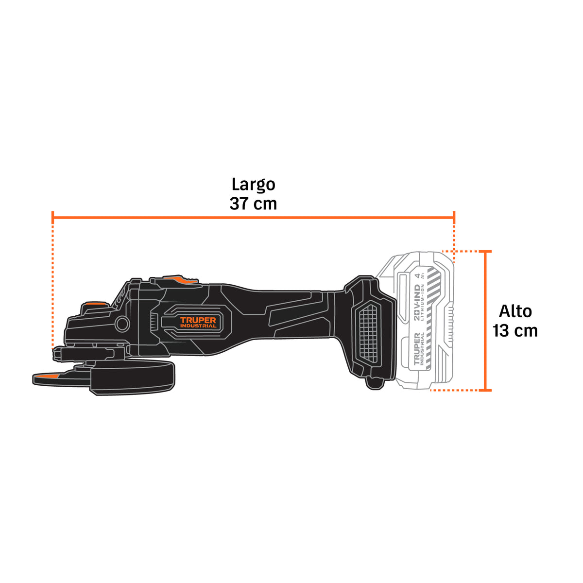 Esmeriladora 4-1/2", 20V, sin accesorios · vista 4