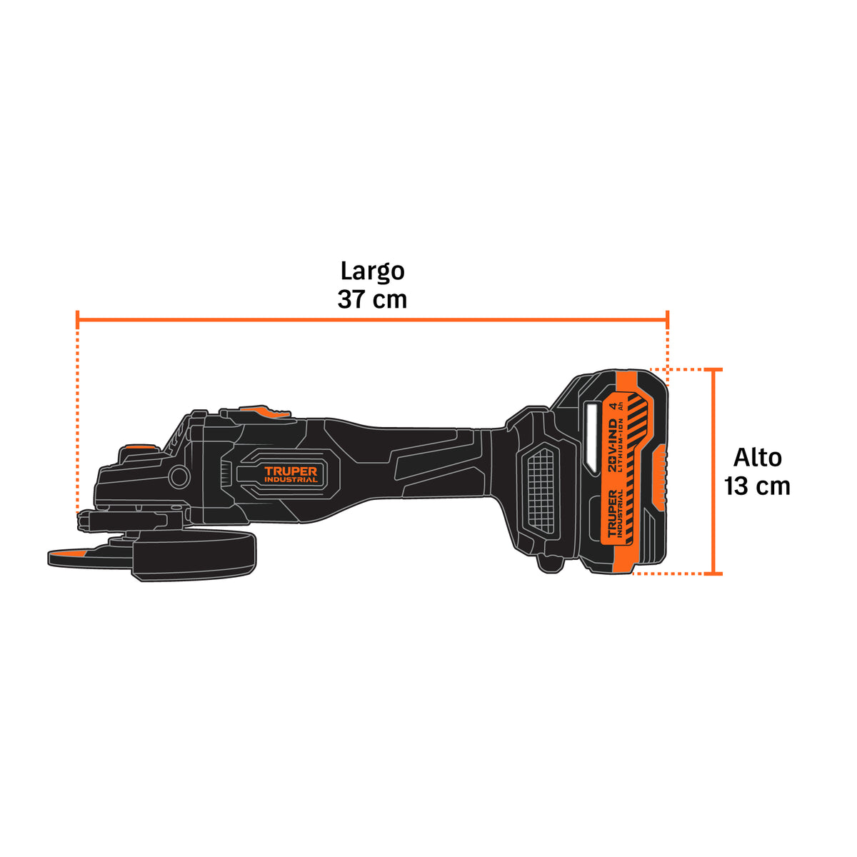 Esmeriladora 4-1/2", 20V, 2 baterías 4Ah · vista 3