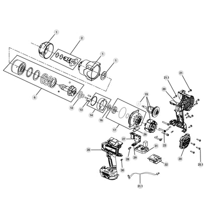 Llave de impacto 3/4" 20V 1300Nm, 1 batería 6Ah · vista 7