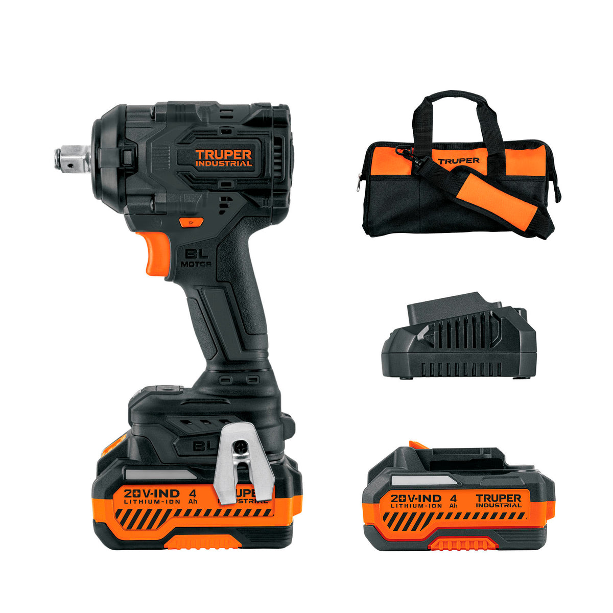 Llave de impacto 1/2" 20V, 650Nm, 2 baterías 4Ah