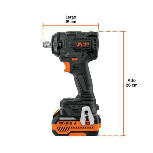 Llave de impacto 1/2" 20V, 650Nm, 2 baterías 4Ah · vista 2