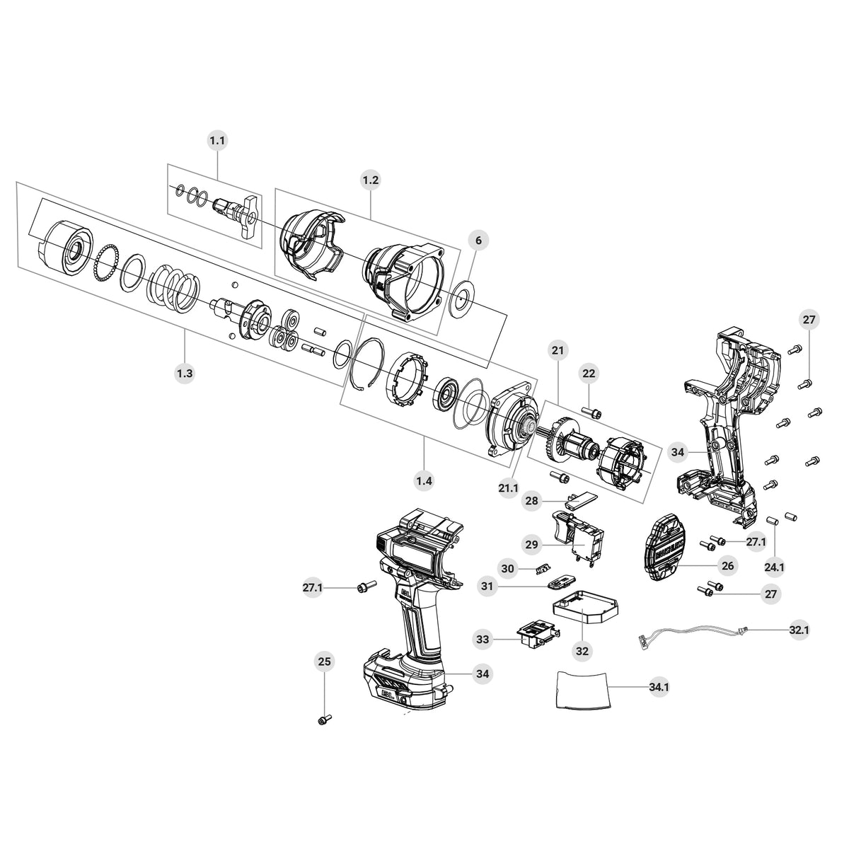 Llave de impacto 1/2" 20V, 850Nm, 2 baterías 4Ah · vista 8