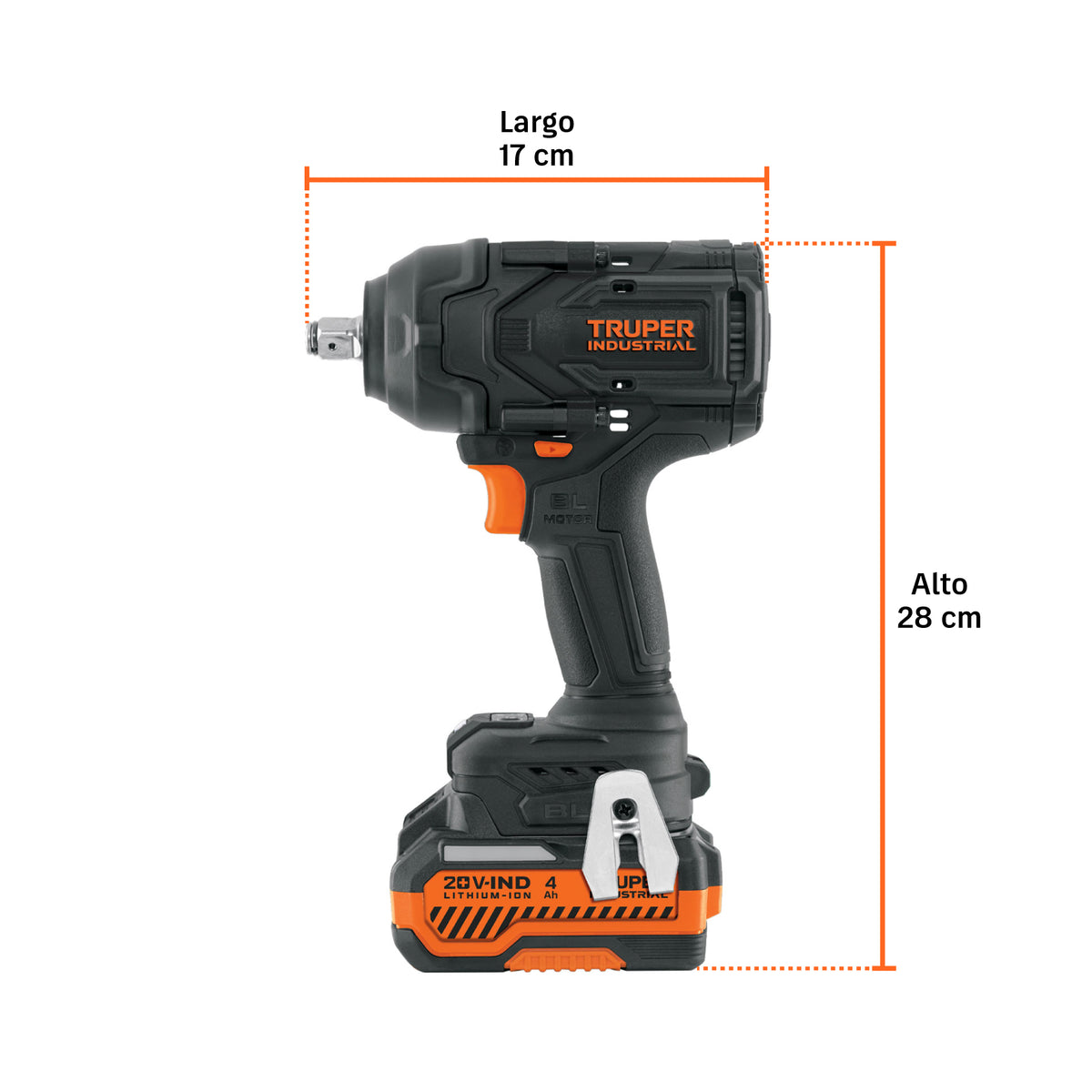 Llave de impacto 1/2" 20V, 850Nm, 2 baterías 4Ah · vista 5