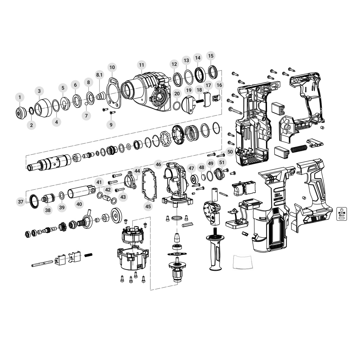 Rotomartillo SDS Plus/destornillador 20V, 2.2 J, sin accs. · vista 7