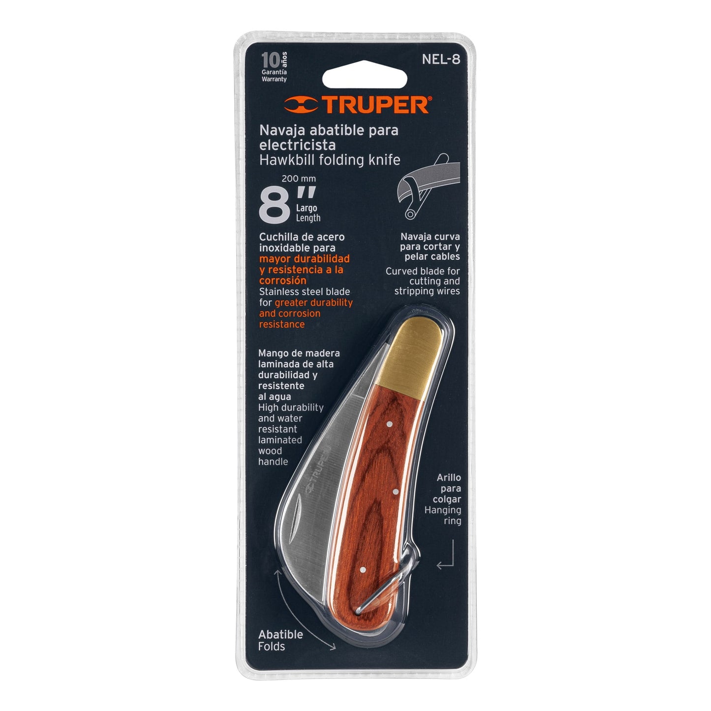 Cuchillo abatible 8 pulg para electricista