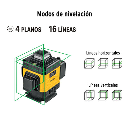 Nivel láser verde, alcance 25m, 16 líneas, recargable · vista 4