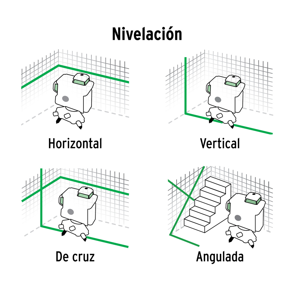 Nivel láser verde, alcance 25m, 16 líneas, recargable · vista 5