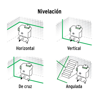 Nivel láser verde, alcance 25m, 16 líneas, recargable · vista 5