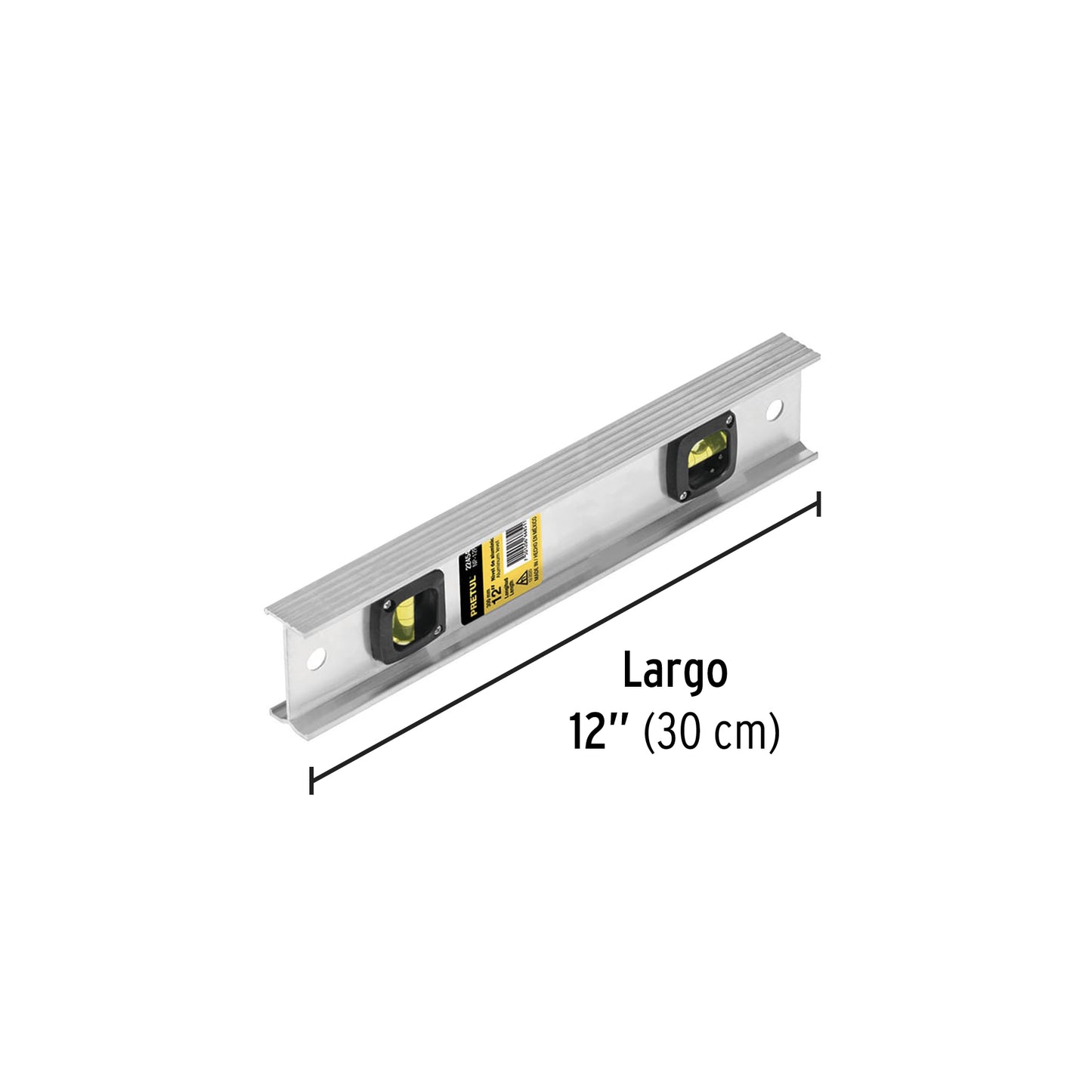 Nivel de 12" con cuerpo de aluminio
