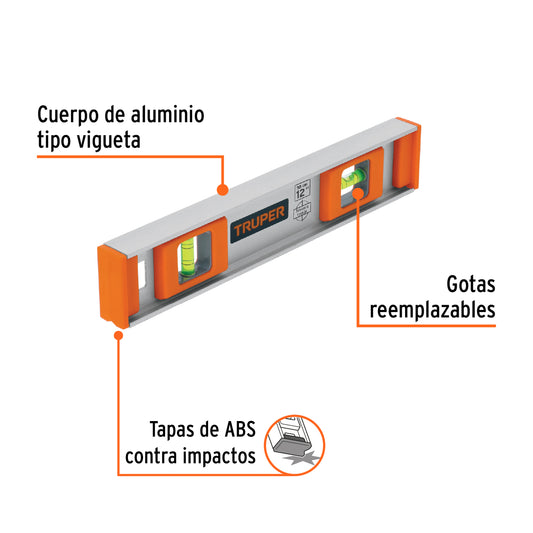Nivel profesional de 12" con protección de ABS