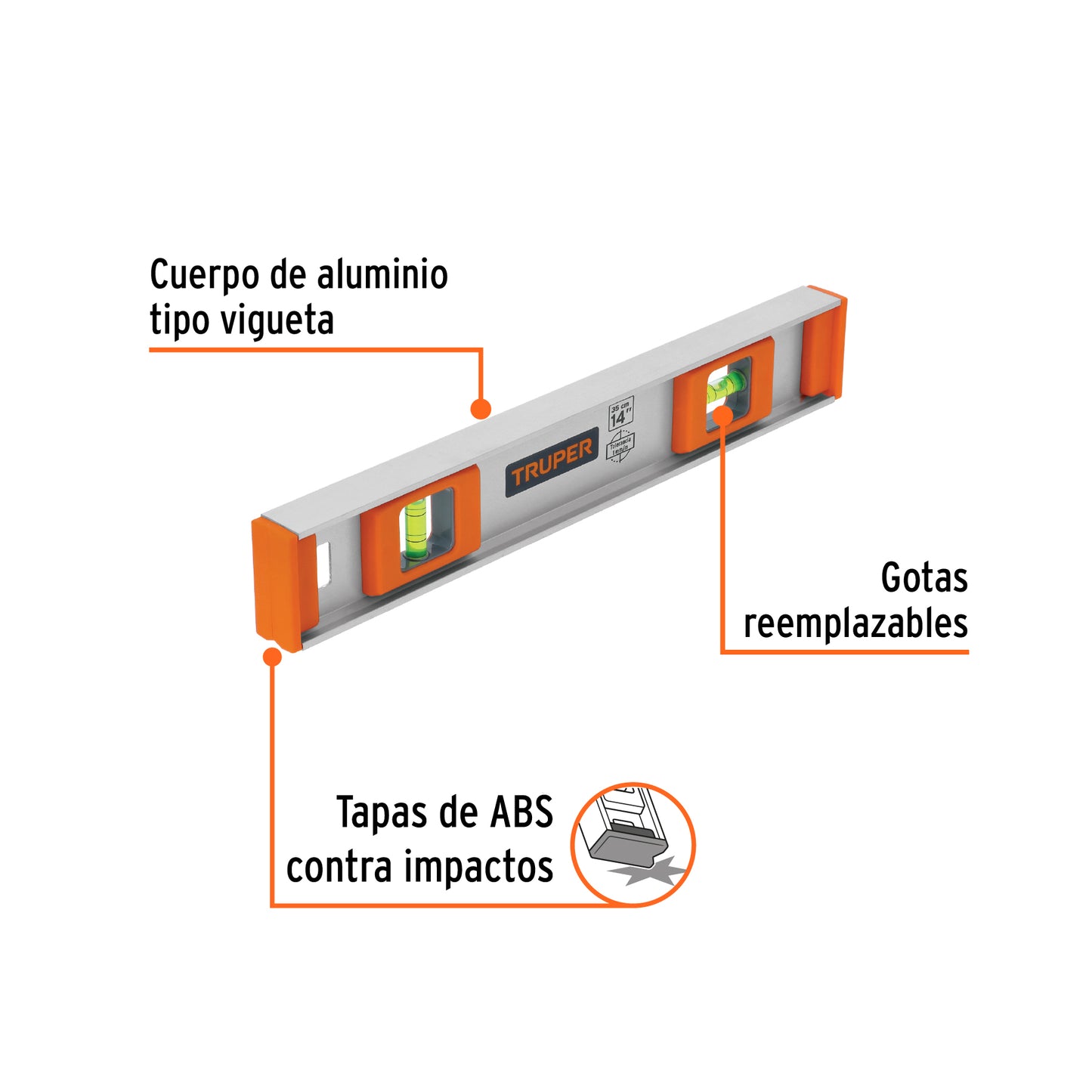 Nivel profesional de 14" con protección de ABS