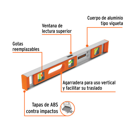 Nivel profesional de 18" con protección de ABS