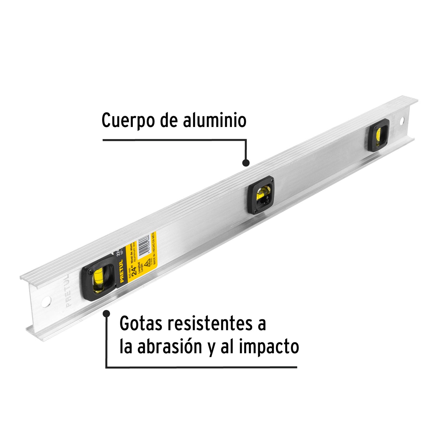 Nivel de 24" con cuerpo de aluminio