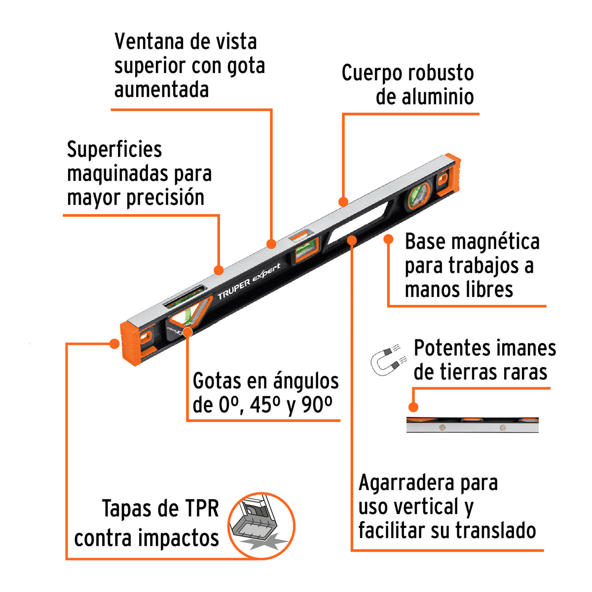 Nivel profesional magnético de 24", protección TPR, EXPERT · vista 2