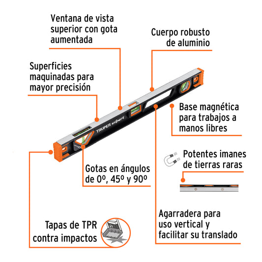 Nivel profesional magnético de 24", protección TPR, EXPERT · vista 2