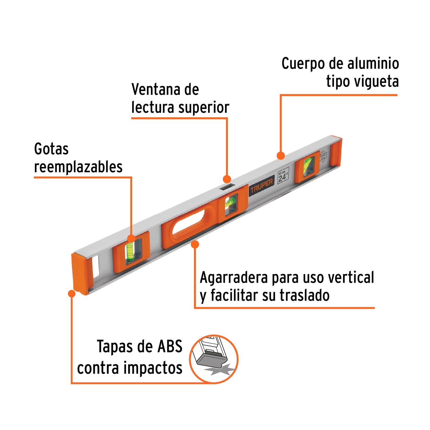 Nivel profesional de 24" con protección de ABS