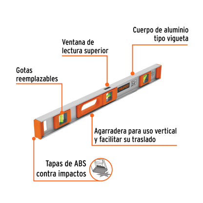 Nivel profesional de 24" con protección de ABS