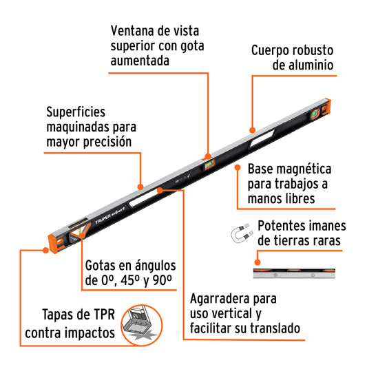 Nivel profesional magnético de 48", protección TPR, EXPERT · vista 2