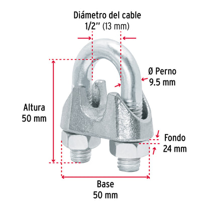 Nudo Perro Hierro Galvanizado Cable 1/2