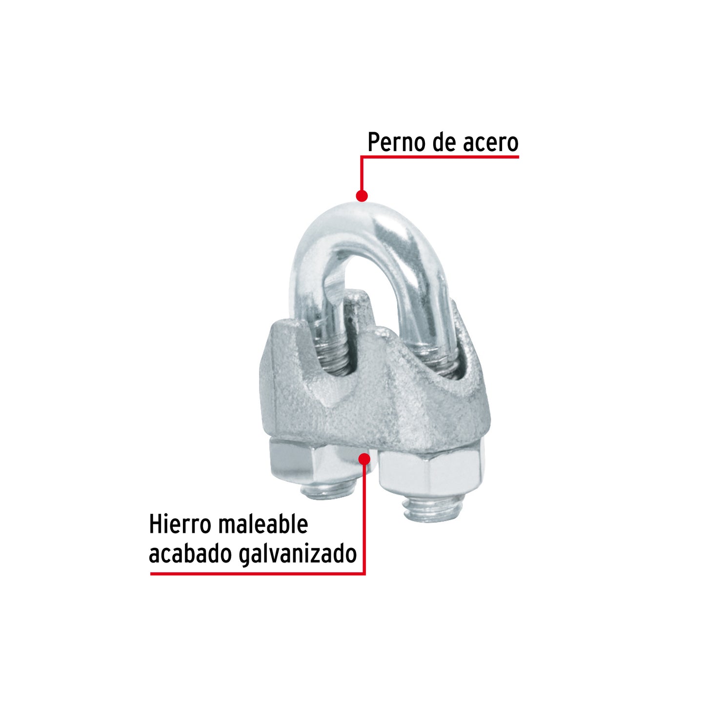 Nudo Perro Hierro Galvanizado Cable 1/4
