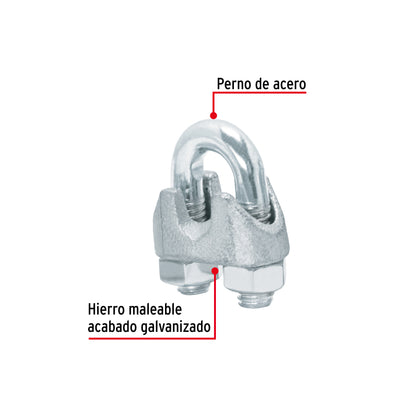 Nudo Perro Hierro Galvanizado Cable 1/4
