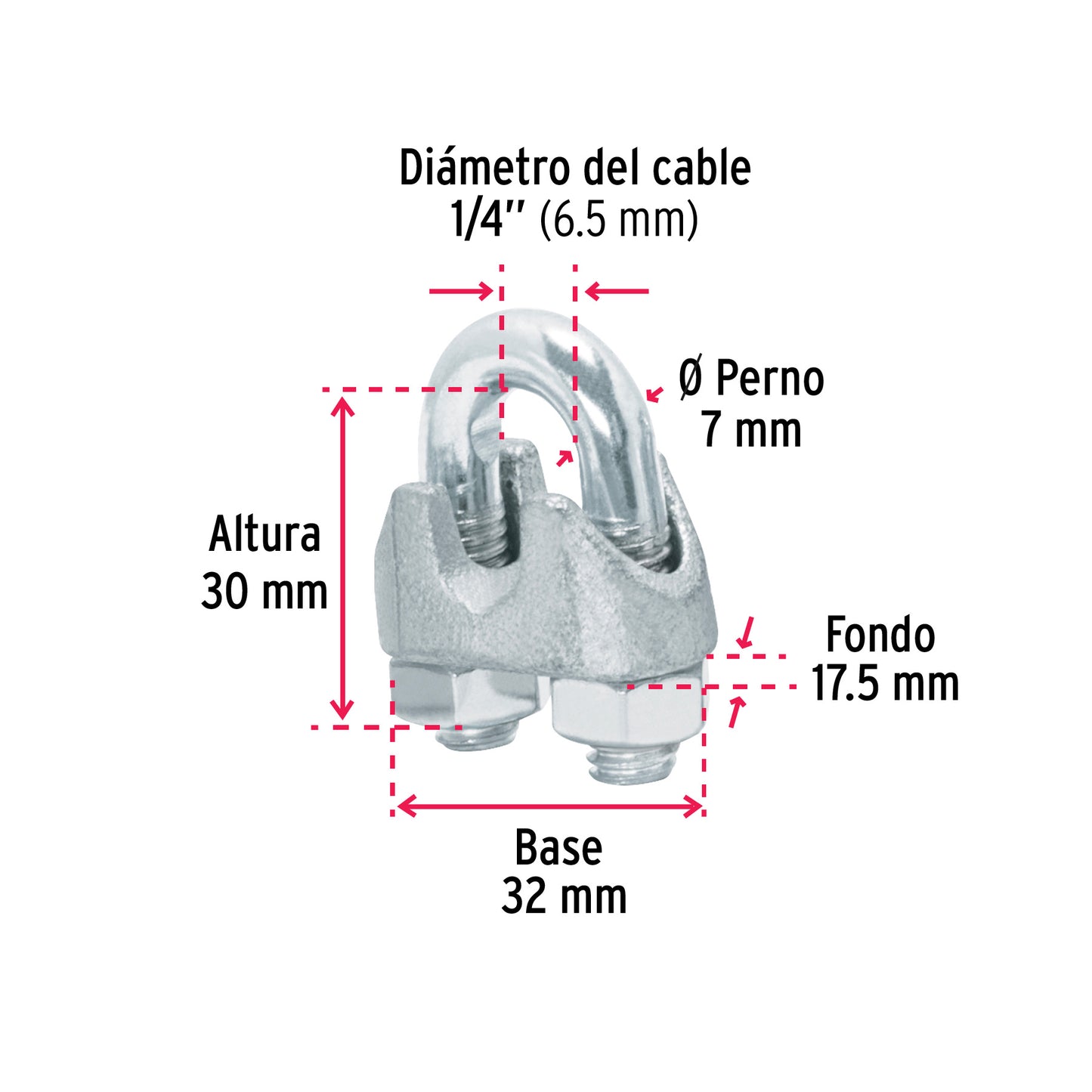 Nudo Perro Hierro Galvanizado Cable 1/4