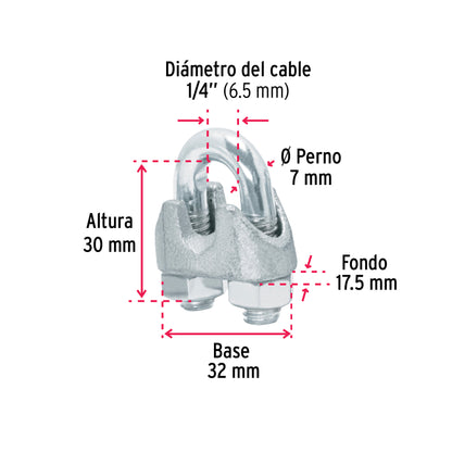 Nudo Perro Hierro Galvanizado Cable 1/4