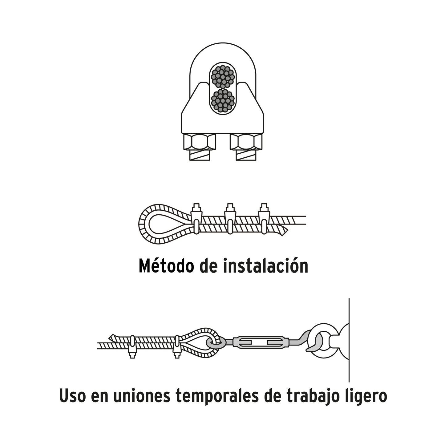 Nudo Perro Hierro Galvanizado Cable 1/8