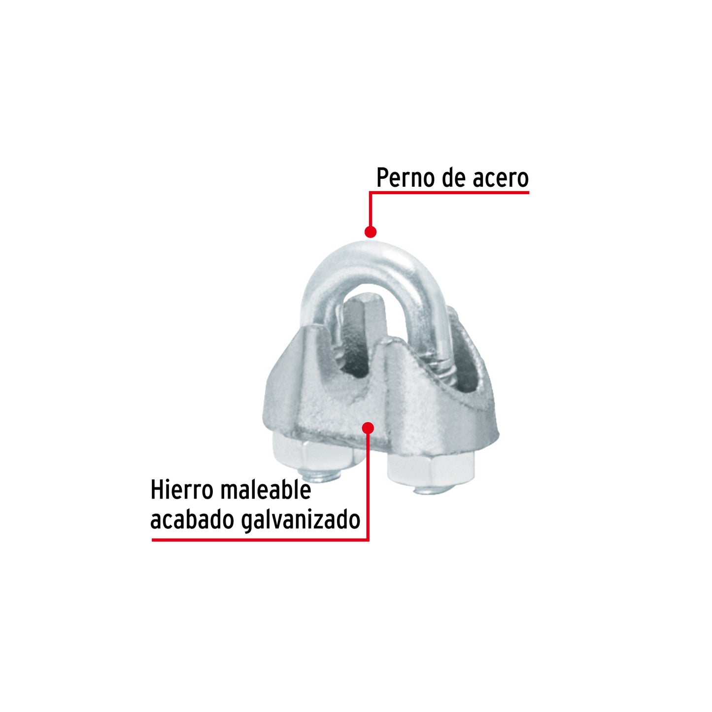 Nudo Perro Hierro Galvanizado Cable 1/8