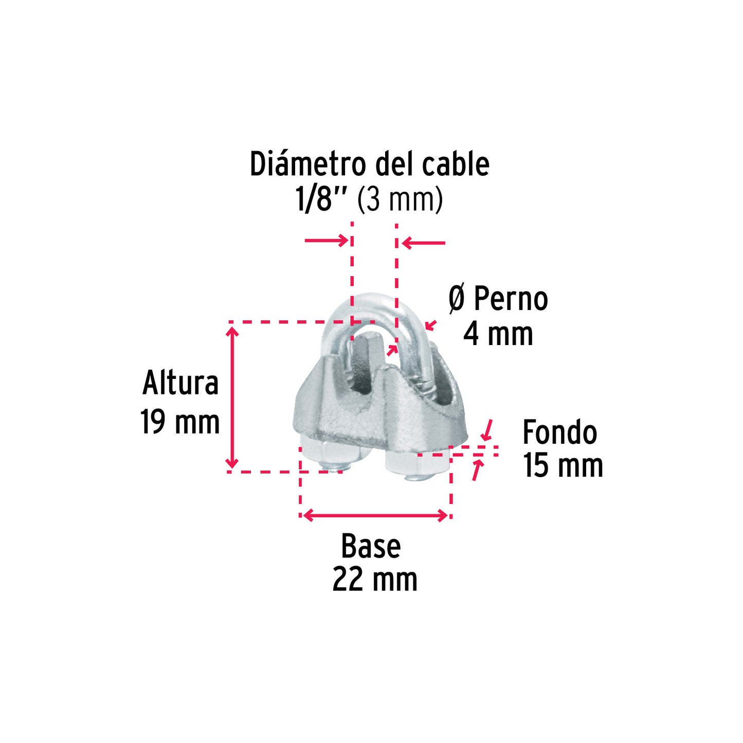 Nudo Perro Hierro Galvanizado Cable 1/8