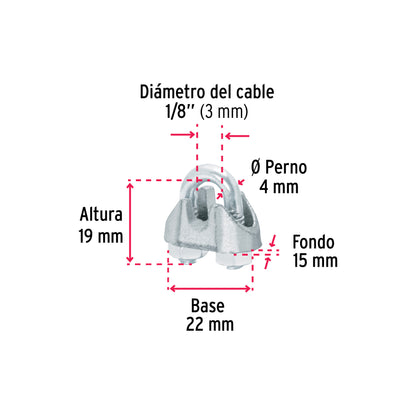 Nudo Perro Hierro Galvanizado Cable 1/8