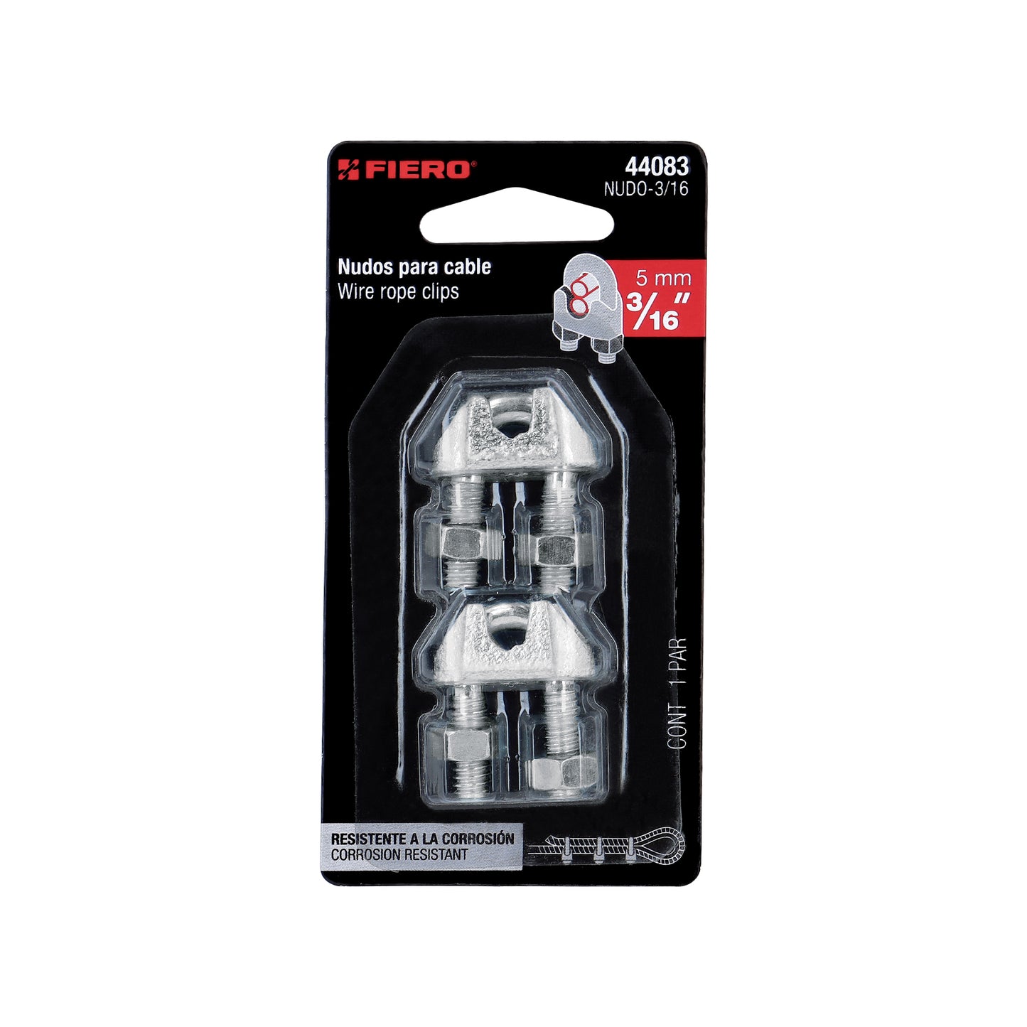 Nudo Perro Hierro Galvanizado Cable 3/16